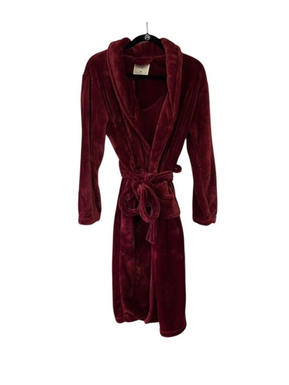 Rongtai cranberry red luxurious soft comfy midi length robe womens sz M